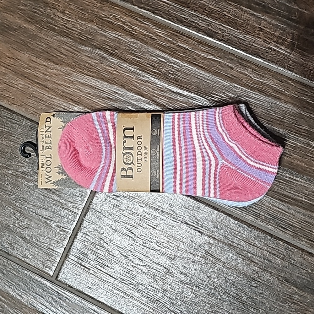 Born Outdoor No Show Wool Blend Socks 3 Pairs